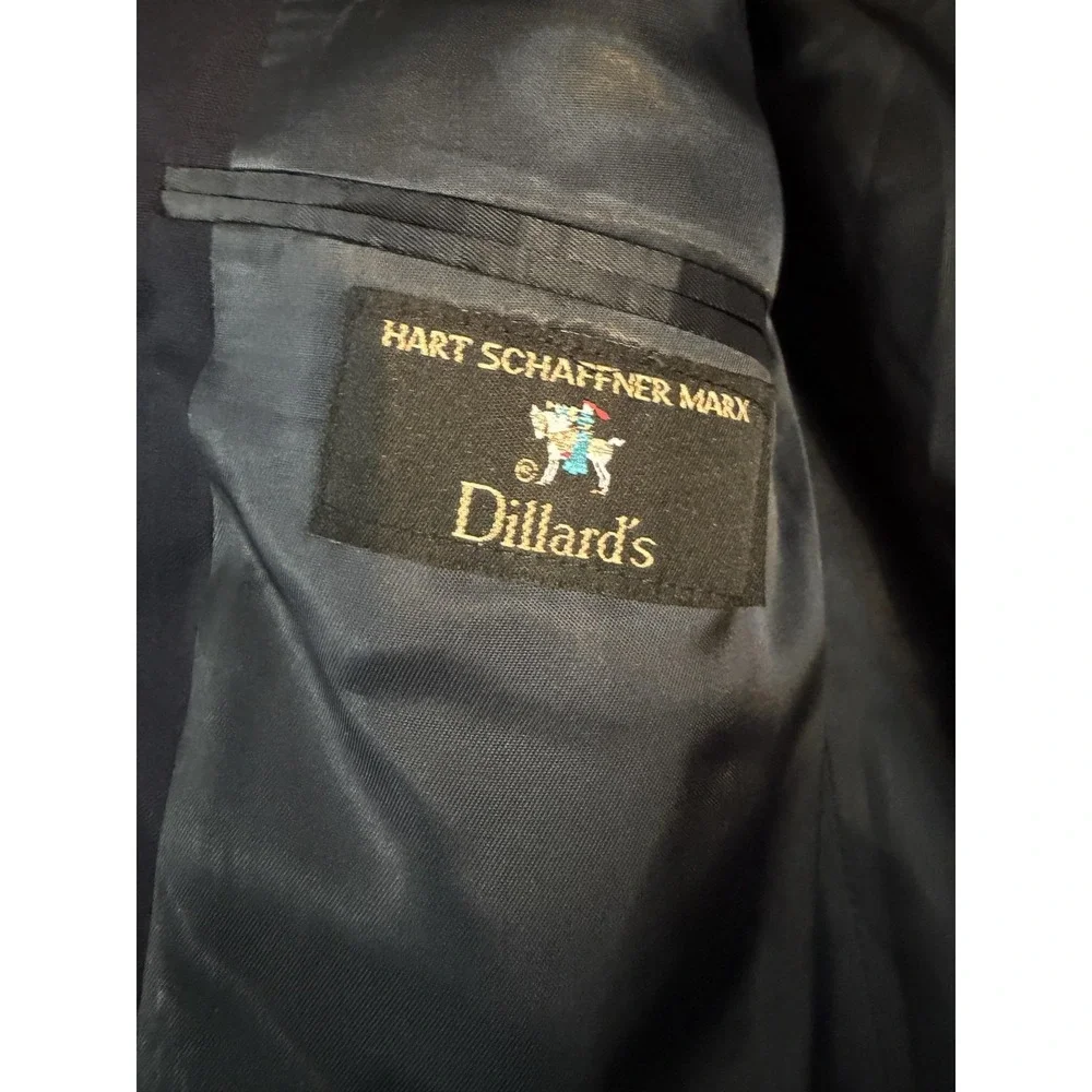 Hart Schaffner Marx Blazer Sport Coat Mens 48L Blue Gold Button USA Jacket